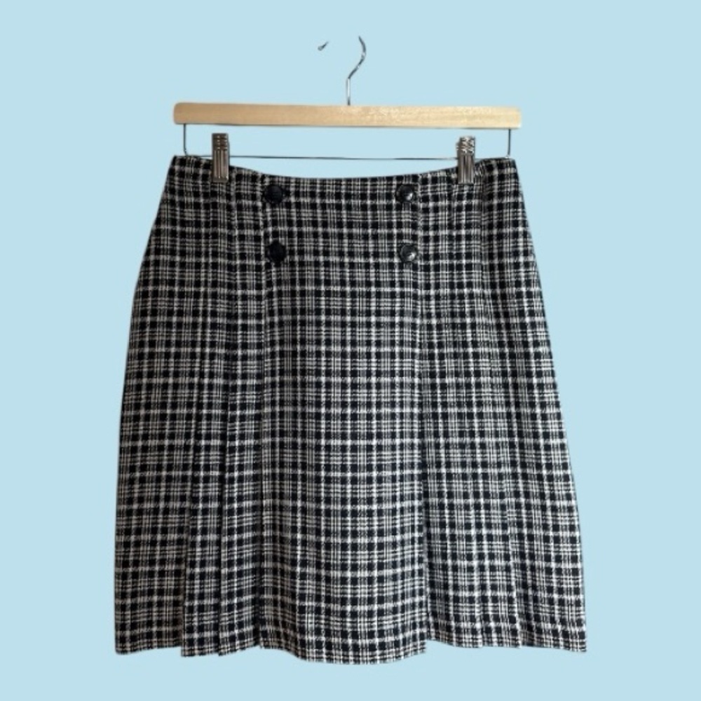 Ellen Ashley Vintage Tartan Plaid Pleated Skirt 19” Hem, Made in USA Size 8